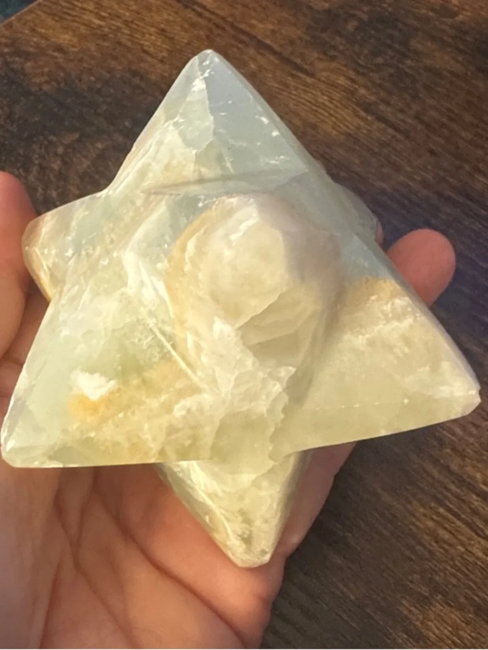 Decorative Light Jade Gemstone Merkaba Sculpture - Home Accents